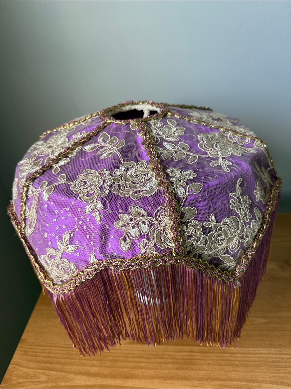 Decorative Victorian Purple Lace Fringe Lampshade
